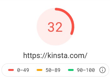 Kinsta mobile gohle pagespeed insights